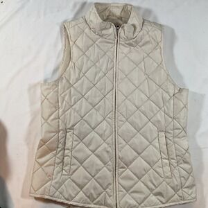 Gap Vest Sz M Ivory Frost Thin‎ Quilted Insulated Puffer Jacket Zip Coat I58